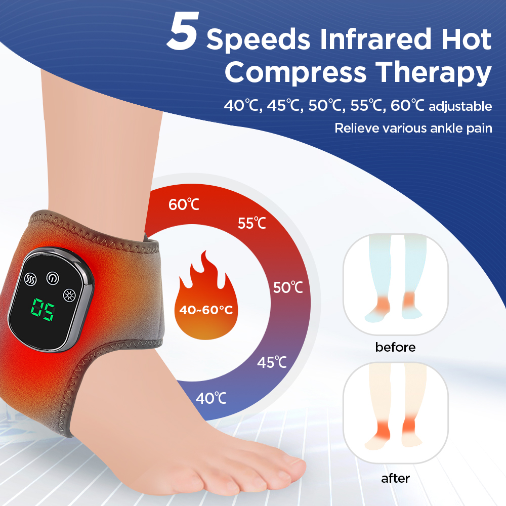 Electric Foot Massager Vibration Relaxation Ankle Muscle Fatigue Warm Ankle Massager Compress Ankle Brace Ankle Support