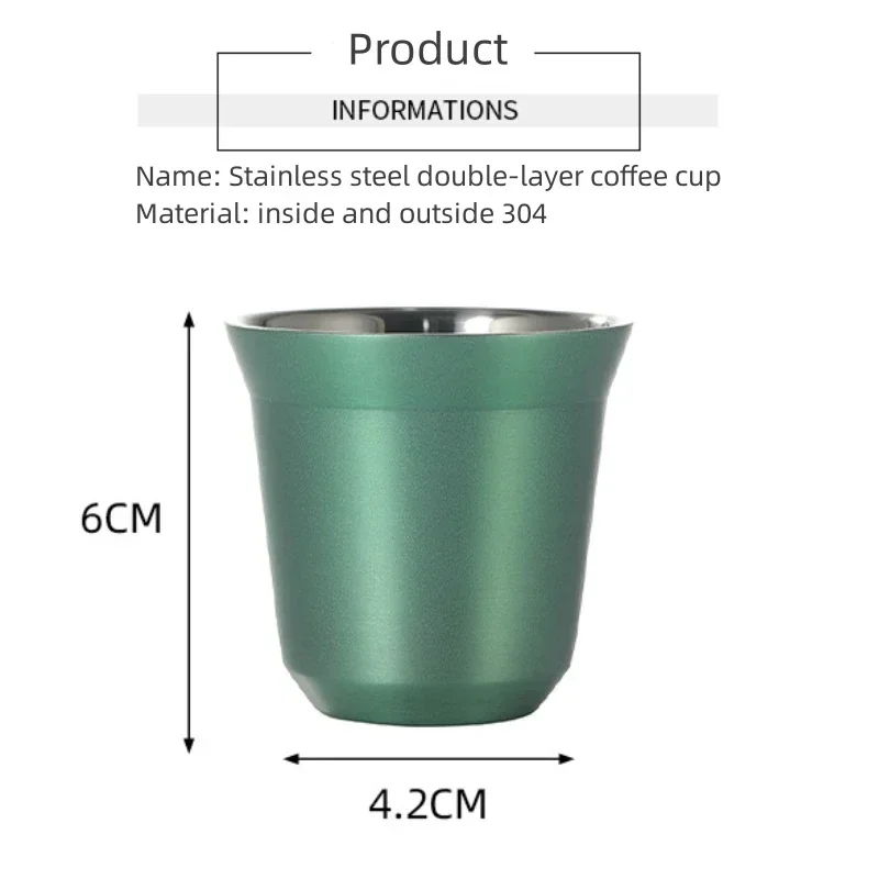 80ml Mini Coffee Cup Stainless Steel Double Wall Heat-insulating Coffee Cup Portable Small Drink Cups