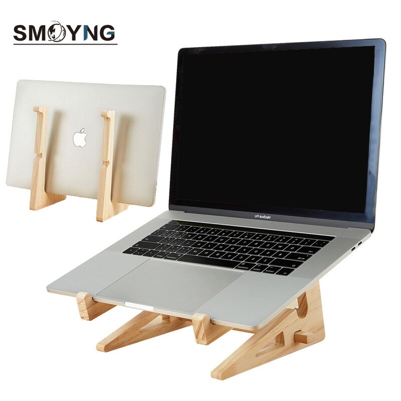 Hout Laptop Stand Houder Toegenomen Hoogte Opslag Stand Voor Macbook 13 15 Inch Notebook Verticale Base Cooling Stand