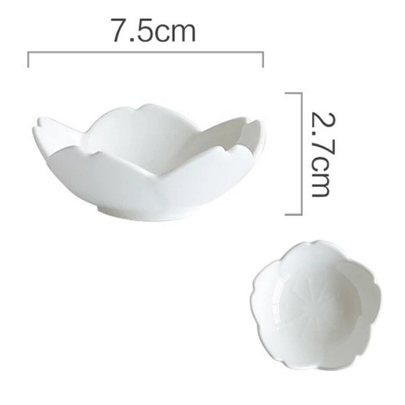 1pcs Ceramic Dinner Set Pink Kitchen Tableware Plates Flower Shape Chili Sauce Dish Plastic Plates-: Silver