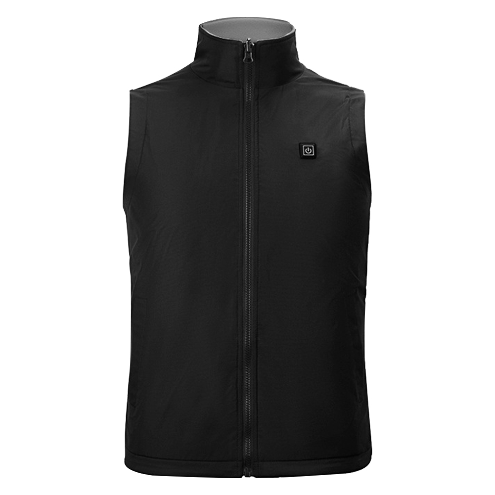 Thermische Vest Carbon Fiber Mannen Vrouwen Winter Jas Verstelbare Temperatuur Zachte Kleding Vest Elektrische Verwarming Solid: Black / XXXL