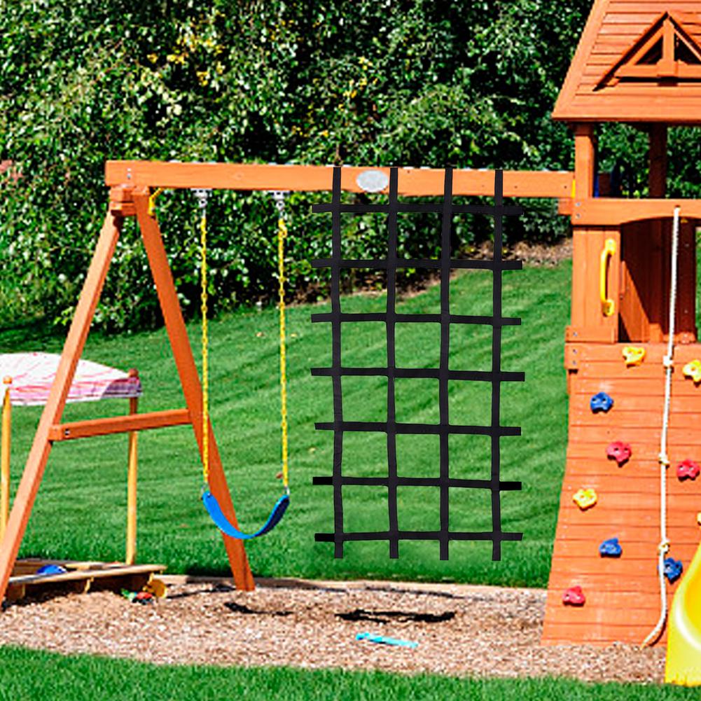 Kids Crawling Net Playground Cargo Net 89 Inch X 46 Inch Outdoor Children Climbing Cargo Net Rainbow Ribbon Nets