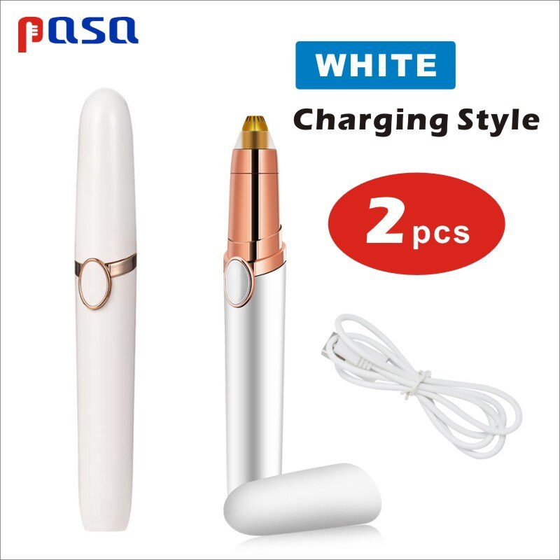 Electric Eyebrow Trimmer/Hair Remover /Mini Eyebrow Shaver Razor for: 2pcs Charging(White)