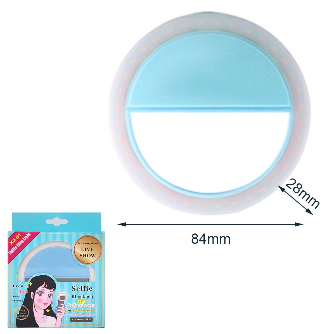 Makeup Mirror Selfie LED light Portable for Mobile Phone Light Clip Selfie LED Auto Flashlight Makeup Mirror For Smartphone: blue