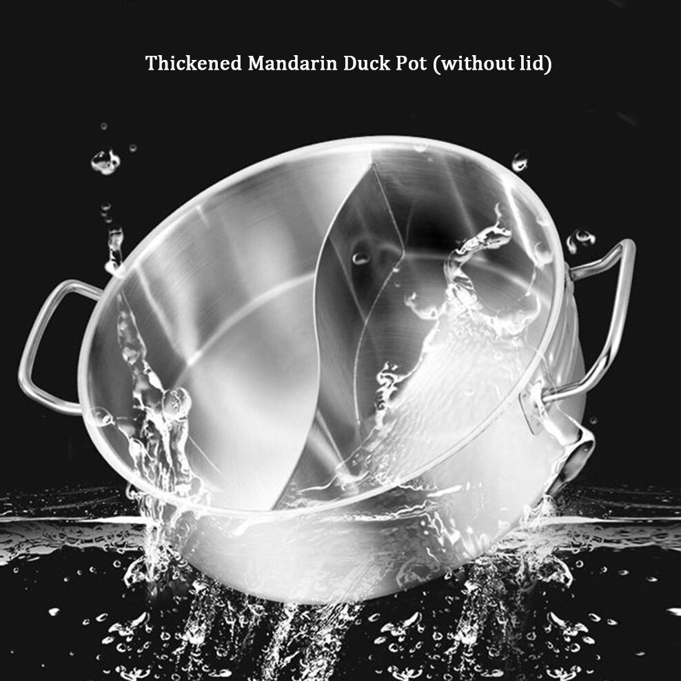 304 Stainless Steel Pot Thickened Mandarin Duck Pot Large Capacity Soup Pot With Spoon Special For Induction Cooker Pan: Mandarin Duck Pot 01 / Outer diameter 30cm