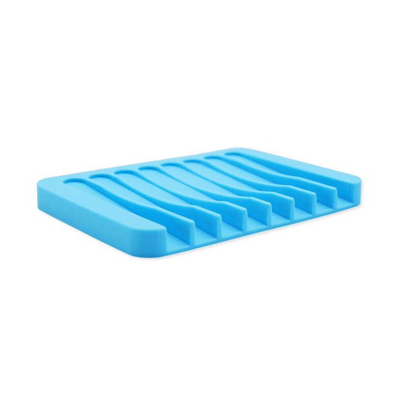 Badeværelse silikone fleksible sæbeskåle opbevaringsholder sæbekasse pladebakke afløb foldbart badeværktøj: Himmelblå