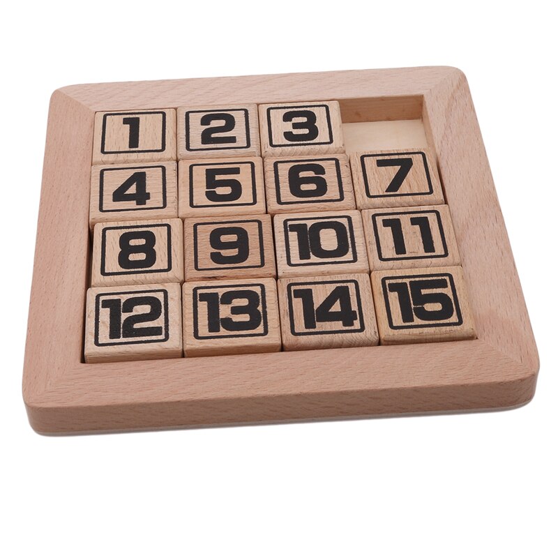 15 Sliding Tiles Math IQ Game Toys Wooden Brain Game for Adults Children 2022 Safety Supplies