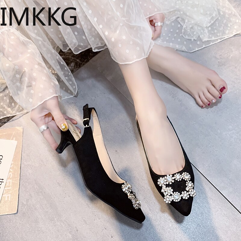 Luksus kvinder bryllup sko høje hæle rhinestone pu kvinde pumps spidse tå fest sko tynde hæle forår efterår