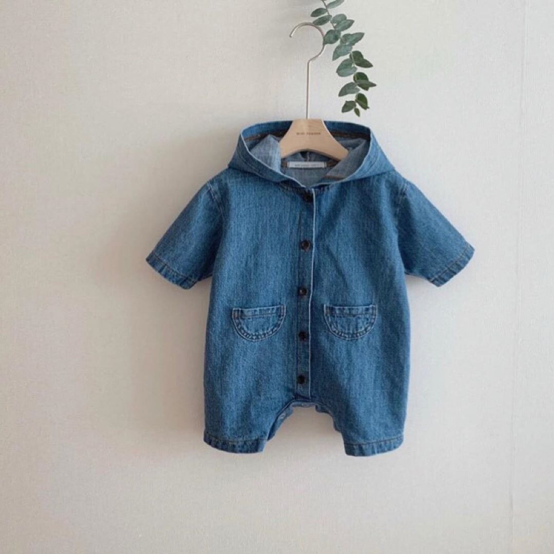 5459 bébé garçon à capuche Denim Outwear à manches longues une pièce vêtements à manches longues Denim vêtements 0-24M enfant en bas âge fille vêtements décontractés
