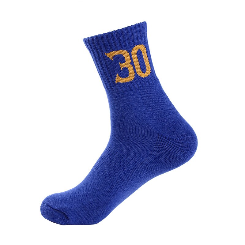 Brothock Uomini di pallacanestro con numero di stelle di cotone squadra modello digitale di sport calze fondo asciugamano ammortizzatore elite calzini: Dark Blue NO.30