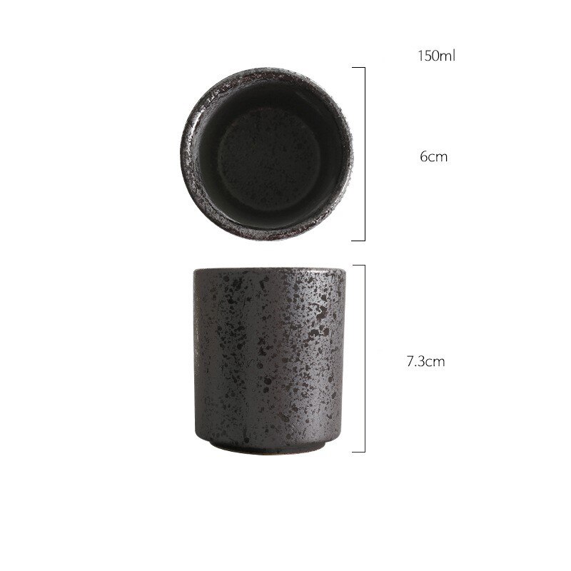 Large Ceramic Tea Cup Teaware Kung Fu Tea Set Cup Japanese Style Tableware Hotel Porcelain Teacup: B black Pearl