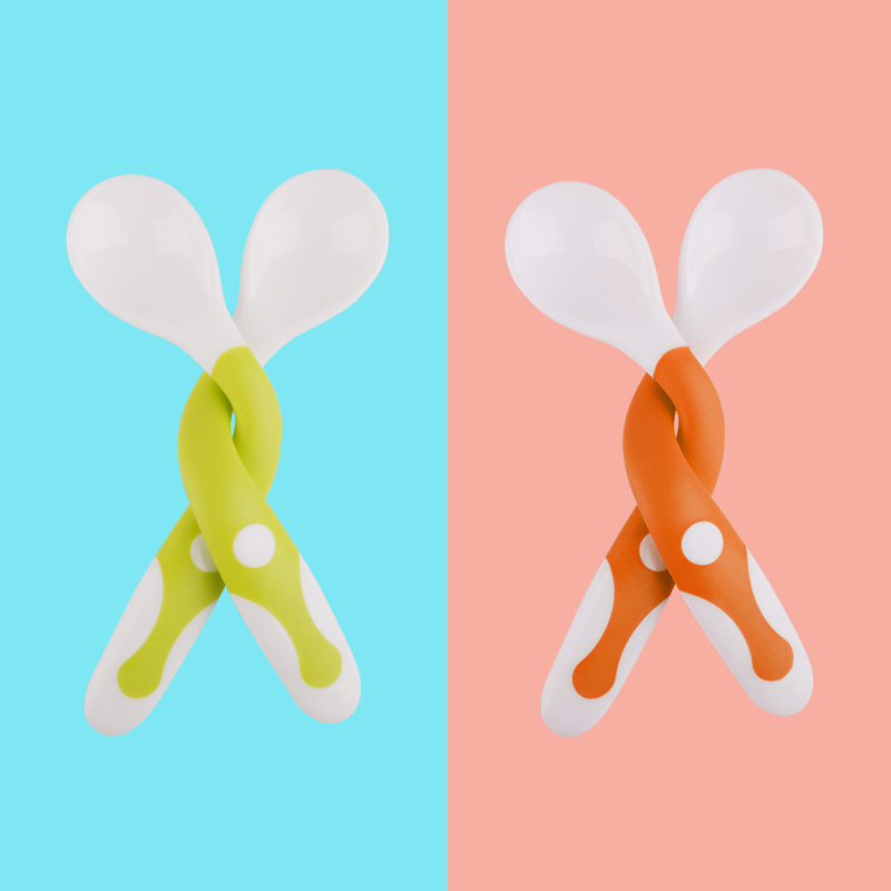 Children's tableware curved spoon and fork set baby eating fork and spoon crooked spoon exercise knife set spoon