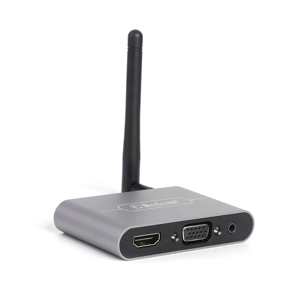 X6W Plus 4K Wireless Display Receiver 2.4GHz&amp;5GHz Dual-frequency Wireless Dongle with External Antenna VGA Audio Ports Grey