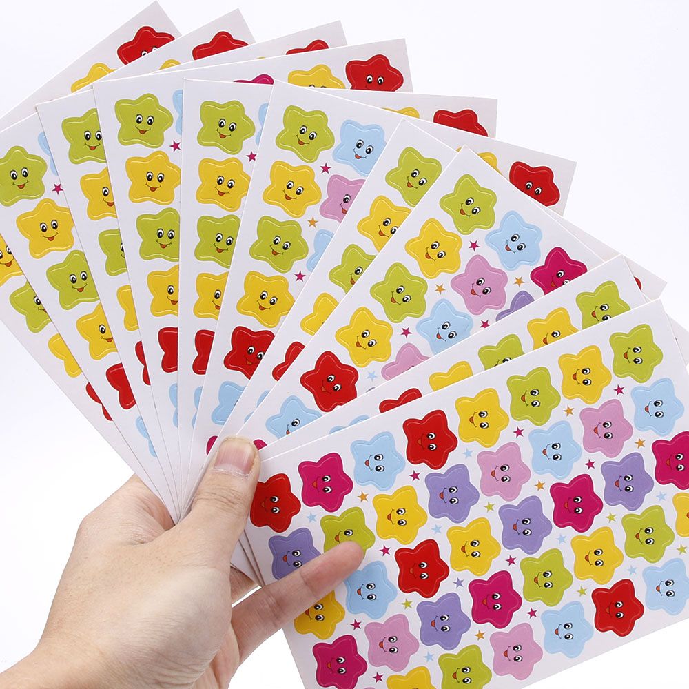 6/10pcs Smile Stars Smiley Faces Stickers Decor Childrens School Teacher Useful Reward Well Done Stickers Scrapbook Decor