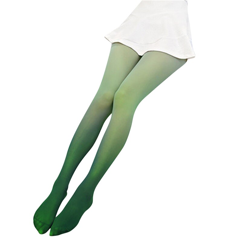 Vrouwen Panty Gradient Candy Kleurrijke Panty Met Print Panty Vrouwelijke Kousen Pantys Winter Warme Panty Medias: Dark Green