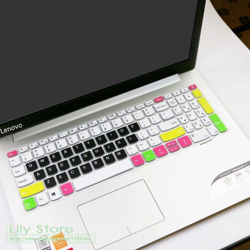 Laptop Keyboard Cover for Lenovo IdeaPad 520 720 15.6-inch - Ultra-thin Silicone Skin: Candy Black