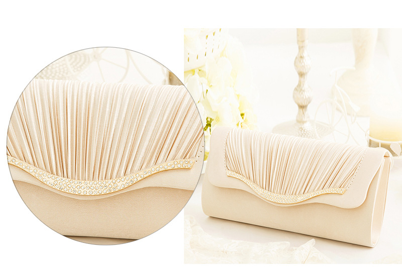 Dames Elegante Schoudertas Beknopte Plooi Clutch Bag Strass Zwart Effen Envelop Schoudertassen Rechthoek Portemonnee Vrouwelijke: apricot