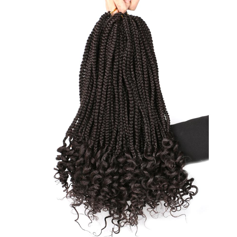 WEILAI Box Braids Crochet Hair Curly Ends 18inches 30 Roots/pieces Goddess Box Braids Hair Extensions Soft Fiber Braiding: 3 / 5Pcs/Lot