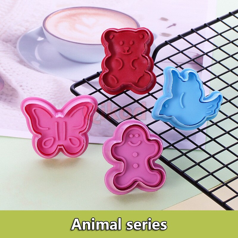 4Pcs DIY 3D Animal Vegetables Fruit Plasticine Slime Mold Tool Set Kit Ability Play Dough Clay Educational toy for chidlren: Aaimal Series 8