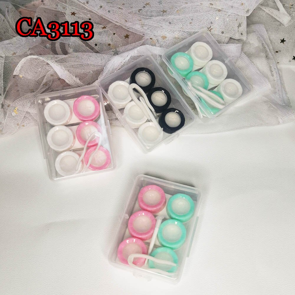 3Pcs Contact Lens Case Reizen Bril Lenzen Box Voor Unisex Ogen Care Kit Houder Container Ondersteuning Gif CA3113
