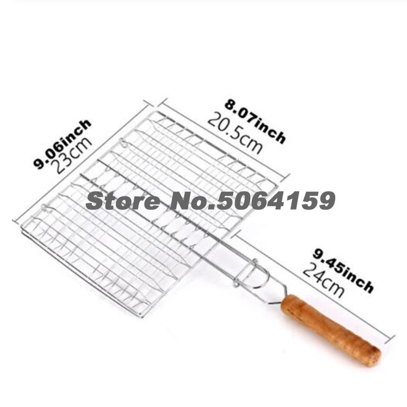 Tragbare BBQ Grillen Korb Edelstahl Antihaft Grill Grill Korb Werkzeuge Grill Mesh für Fisch Hamburger Klapp