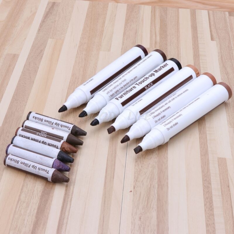 Wood Repair System Kit Filler Sticks Touch Up Marker Floor Furniture Scratch Fix-3 Sticks of Walnut Mahogany and Black