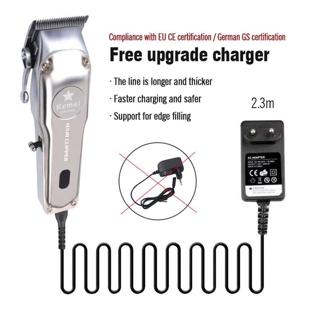 Kemei KM-1996 Professionele Elektrische Tondeuse Oplaadbare Alle Metalen Elektrische Tondeuse Mannen Baard Trimmer Kapsel Machine