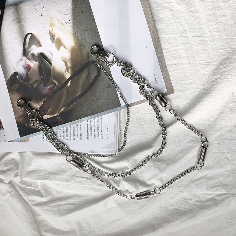 Bijoux pour femmes, accessoire de taille, chaînes rondes suspendues couleur argent, chaîne de taille géométrique croisée, nouvelle