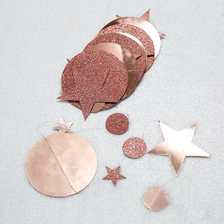 4m roséguld stjärna papper banderoll kedja prick flaggor juldekoration diy hängande bunting girlander hem bröllopsfest dekoration leverans: Rosa guld