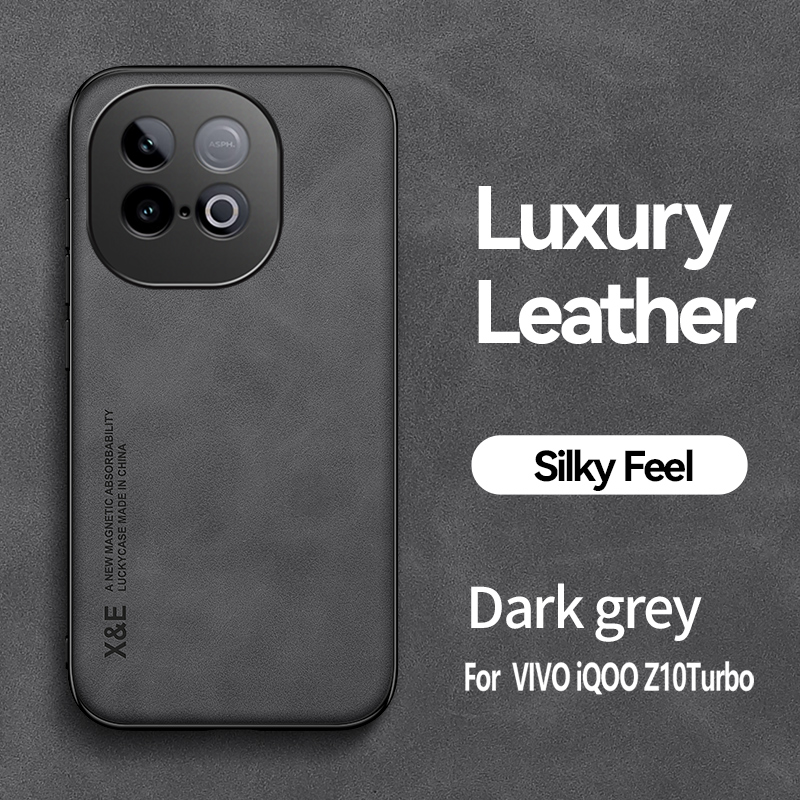 For Vivo Iqoo Z10 Turbo Pro Magnetic Case Matte Leather Cover Vivo Iqoo Z10 Turbo Camera Shell Shockproof Fundas Iqoo Z9 Turbo: Silicon / black