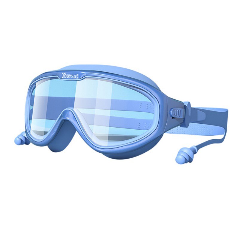 Children's Swimming Goggles Big Frame Boys And Girls Earplugs Set Waterproof And Anti-Fog Swimming Goggles: AL