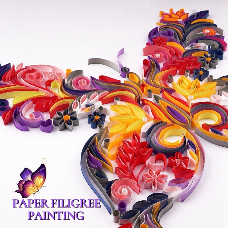 Quilted Paper Painting Handmade Crafts A4 Paper DIY Butterfly Craft Paper Flower and Butterfly Decoration Set