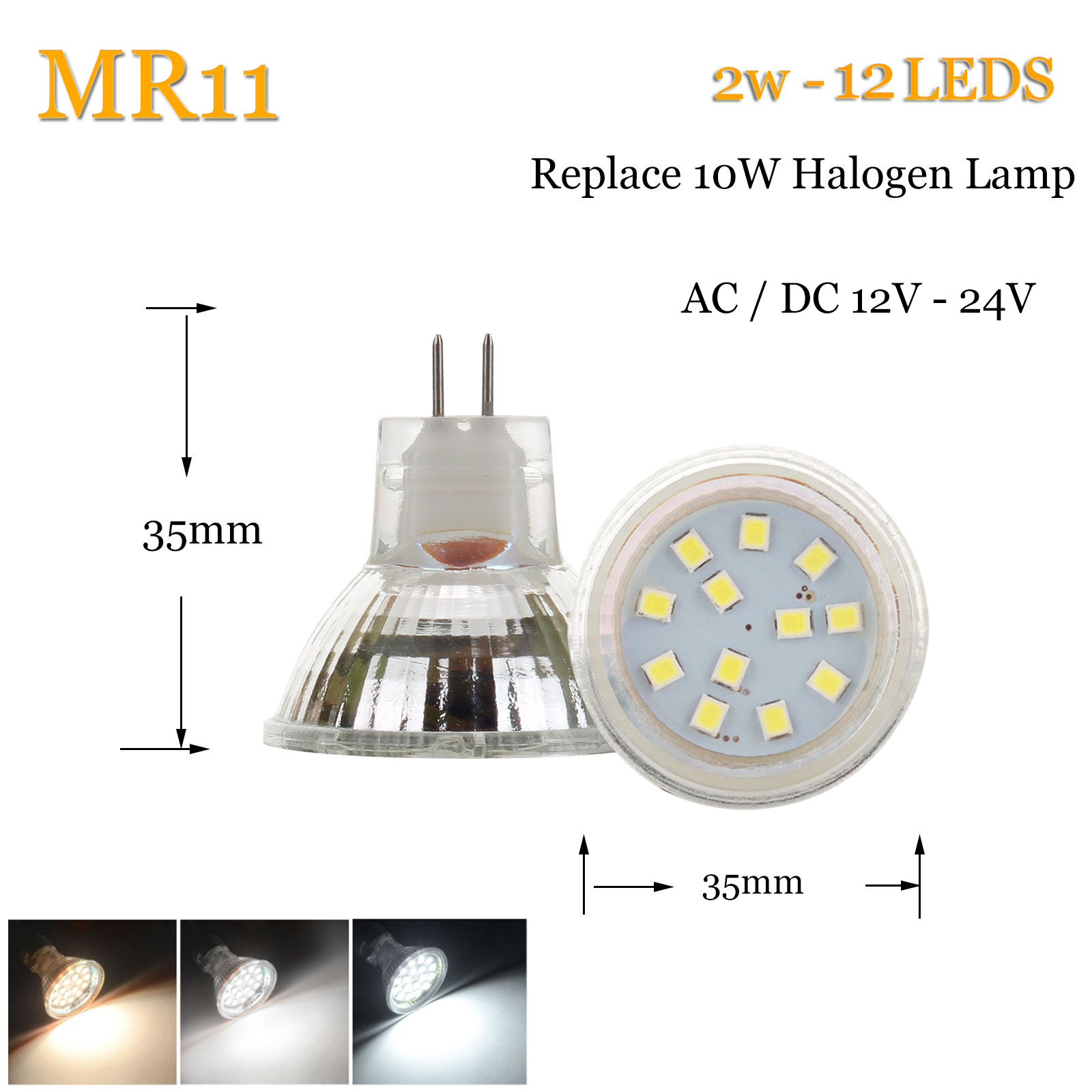 Bombillas de foco LED MR11 GU4.0 AC/DC 12V 24V 5733/2835 SMD 2W 3W 4W lámpara blanca cálida/fría/Neutral reemplaza la luz halógena 9-18 LED: Blanco / RGB