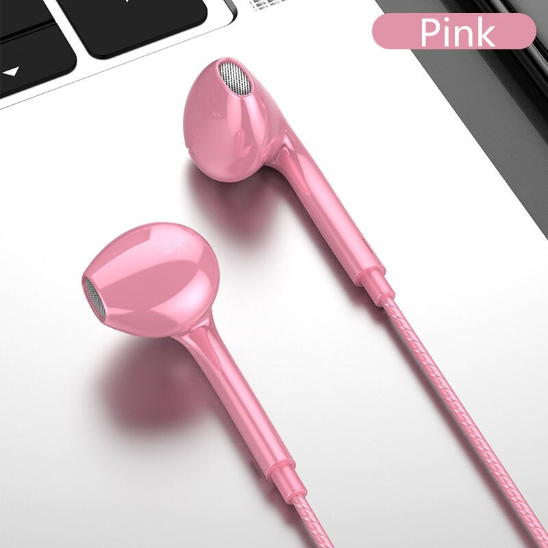 3.5Mm Wired Hoofdtelefoon Met Bass Oordopjes Stereo Koptelefoon Muziek Hoofdtelefoon Sport Koptelefoon Gaming Headset Met Microfoon Voor Xiaomi: Pink