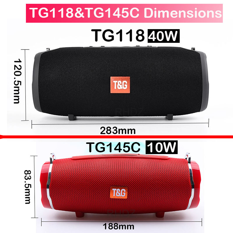 Tg118 caixa de som portátil bluetooth 40w, alto falante, portátil, para computadores, players de música, com rádio fm tf aux aux