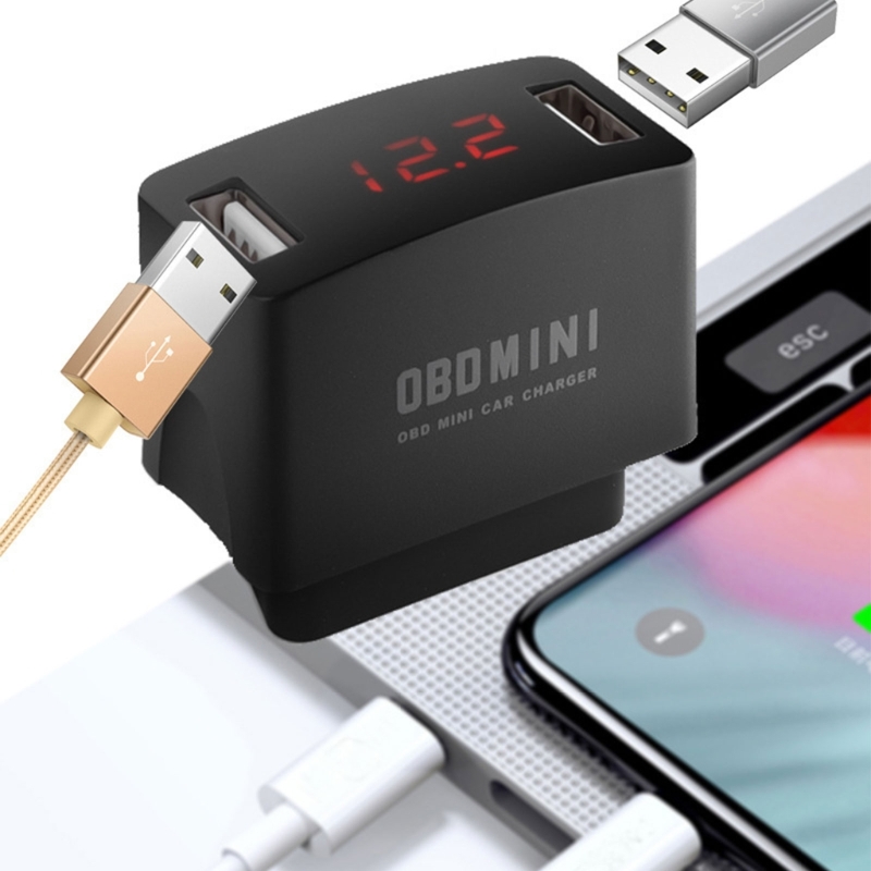 Auto obd Ladegerät mit Spannungs überwachung obd2 Ladegerät geeignet für 12V/24V Modelle Dual-Ausgang USB-Schnitts telle Schnell ladung