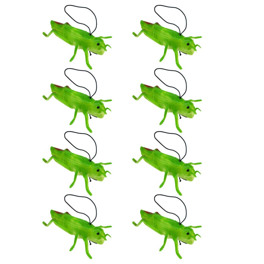 8pcs TPR Simulation Locust Grasshopper Toys Lifelike Insect Model Toys Tricky Props (Green)