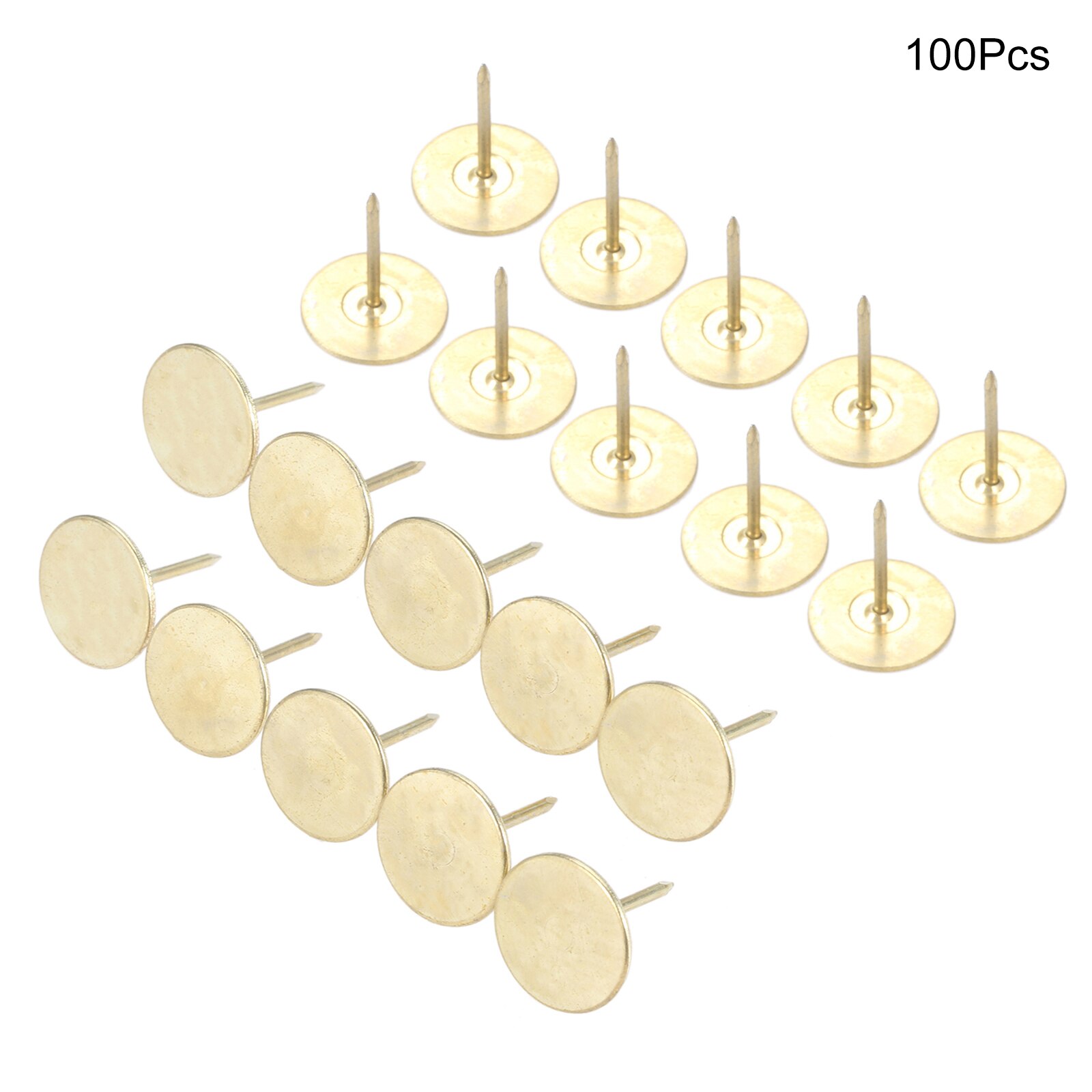 Chinchetas de Metal de cabeza redonda plana para tapicería, tachuelas clásicas de bronce antiguo/oro, 15x19mm, decoración de sofá, 10-100 Uds.: 100PCS Gold
