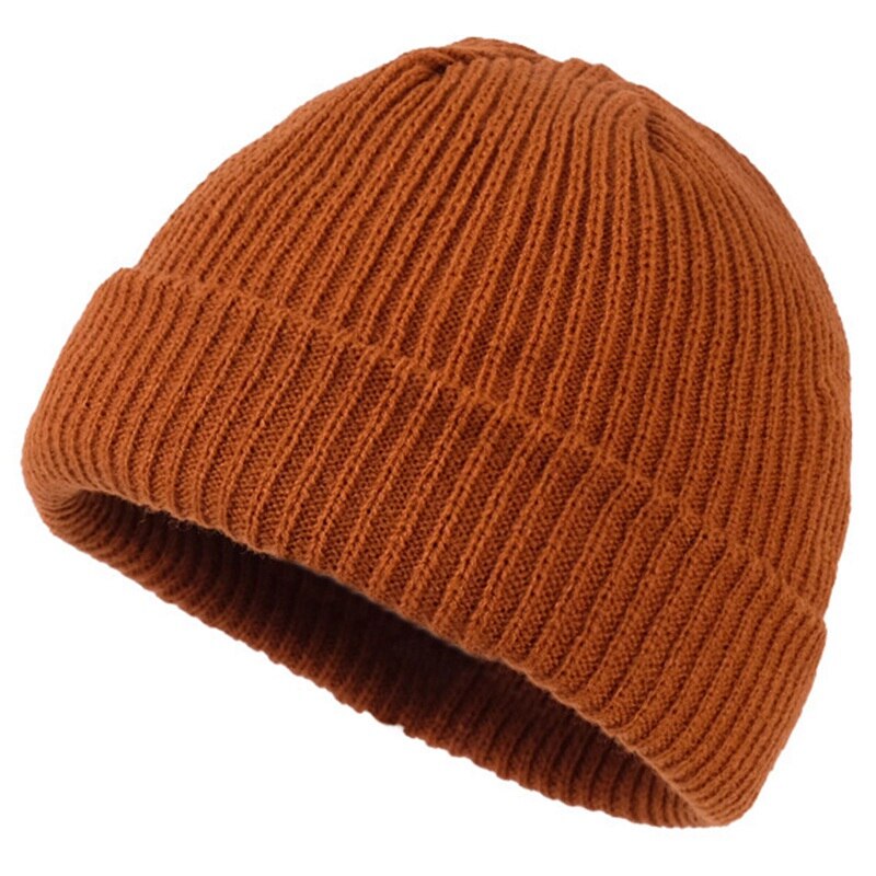 9 farver unisex hue hue ribstrikket vinterhue med manchet varm kort hue ensfarvet kalot baggy til voksen hue: Ce