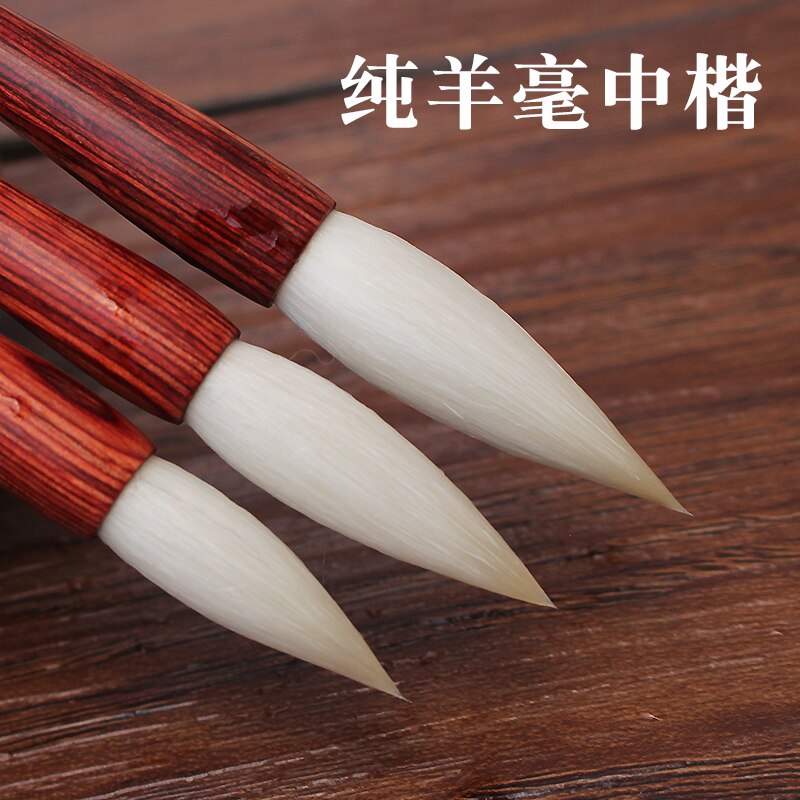 3 uds caligrafía tradicional China pincel para pintar pelo de lana pura traje de pelo de lana suave para flor de peonía Zhuan Shu Li Shui