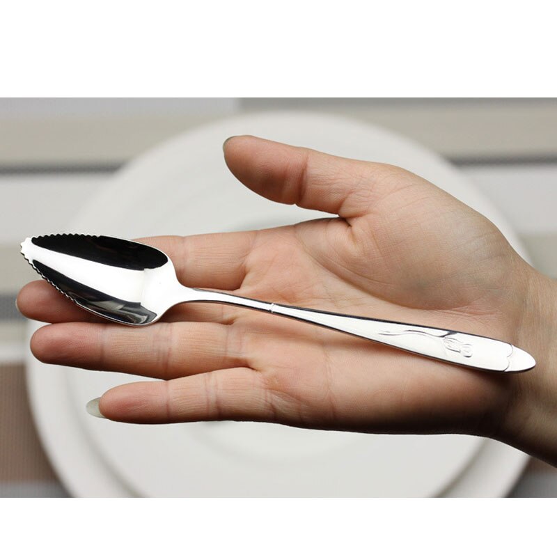 2PCs Fruit Grapefruit Spoons Stainless Steel Grapefruit Spoons 17cm Long Handle Fruit Spoon Fork