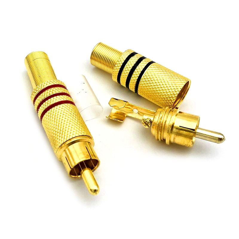 2Stck Gold verrotten Schwarz Metall Frühling RCA Stecker Männlich Jack Stecker AV Stecker Für PC Audio- Vedio Schweißen DIY teile