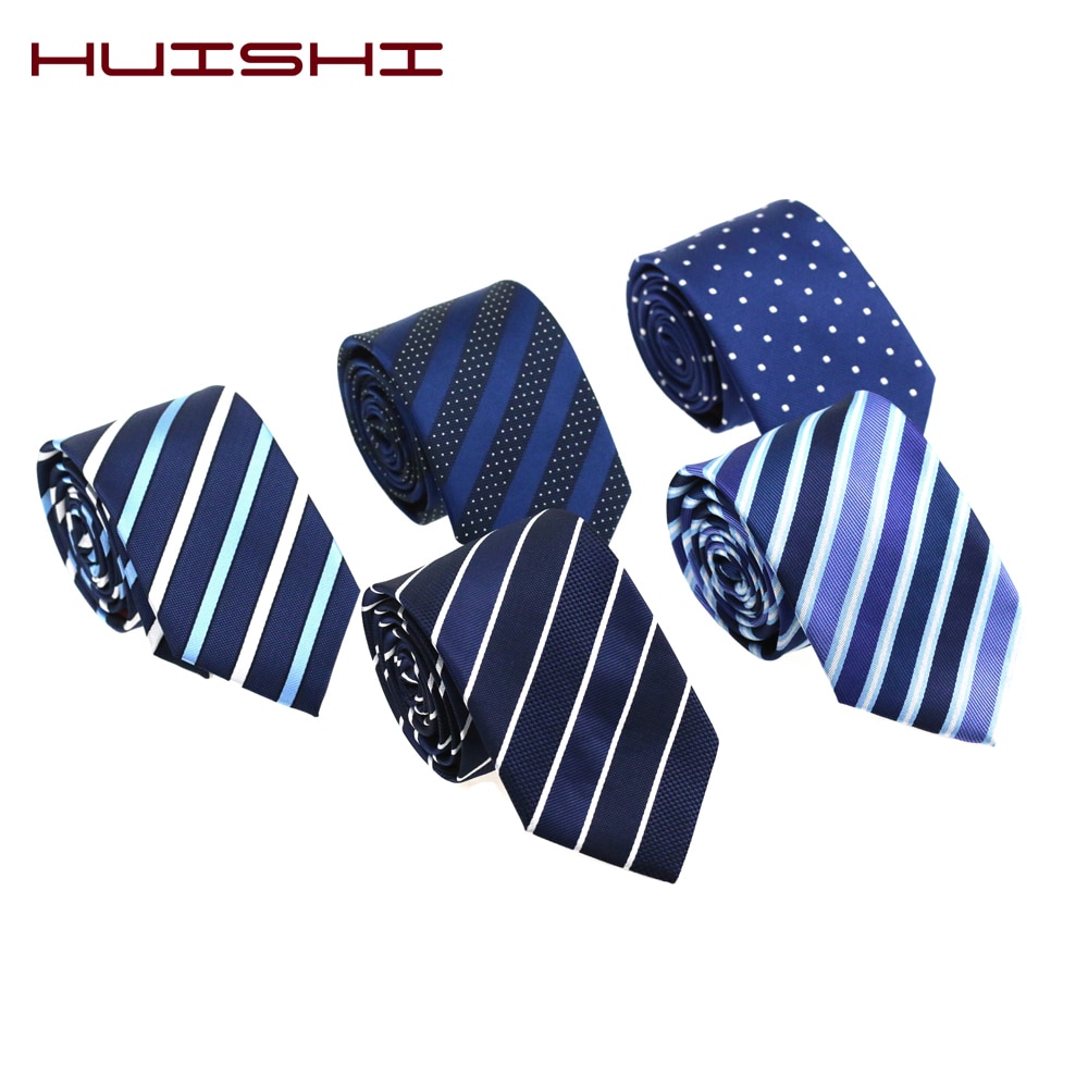 Huishi heren stropdassen blauw rood zwart stropdas vestidos zakelijk bruiloft stropdas man mannelijk overhemd engeland strepen jacquard geweven 7cm