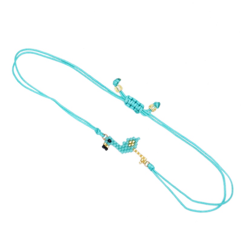 Bluestar Bohemian Glazen Kralen Ketting Armband Miyuki Accessoires Rood Zwart Hart Flamingo Charms Armband Voor Vrouwen Sieraden: Rhodium Plated