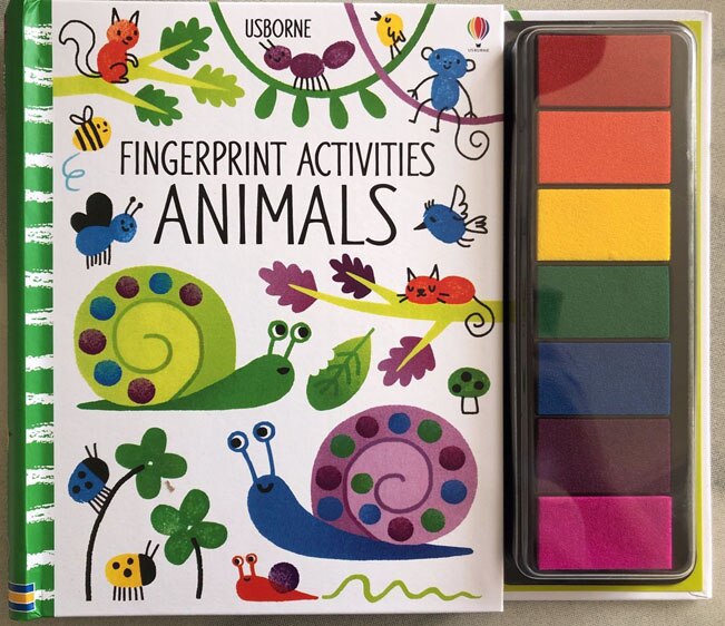 26*22*1.4cm Baby Fingerprint English drawing Book with Rubber Stamp Ink Pad kids Doodling Paint Learning Book Animals Garden: animal2