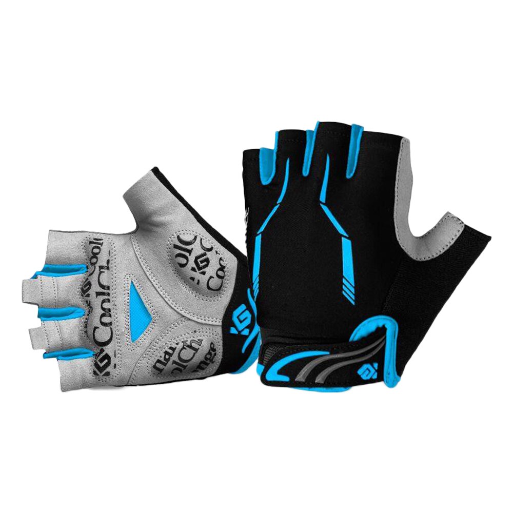 Cycling Gloves Half Finger Gel For Men Lycra + SBR filling +Sponge Anti-Slip durable: BLUE L