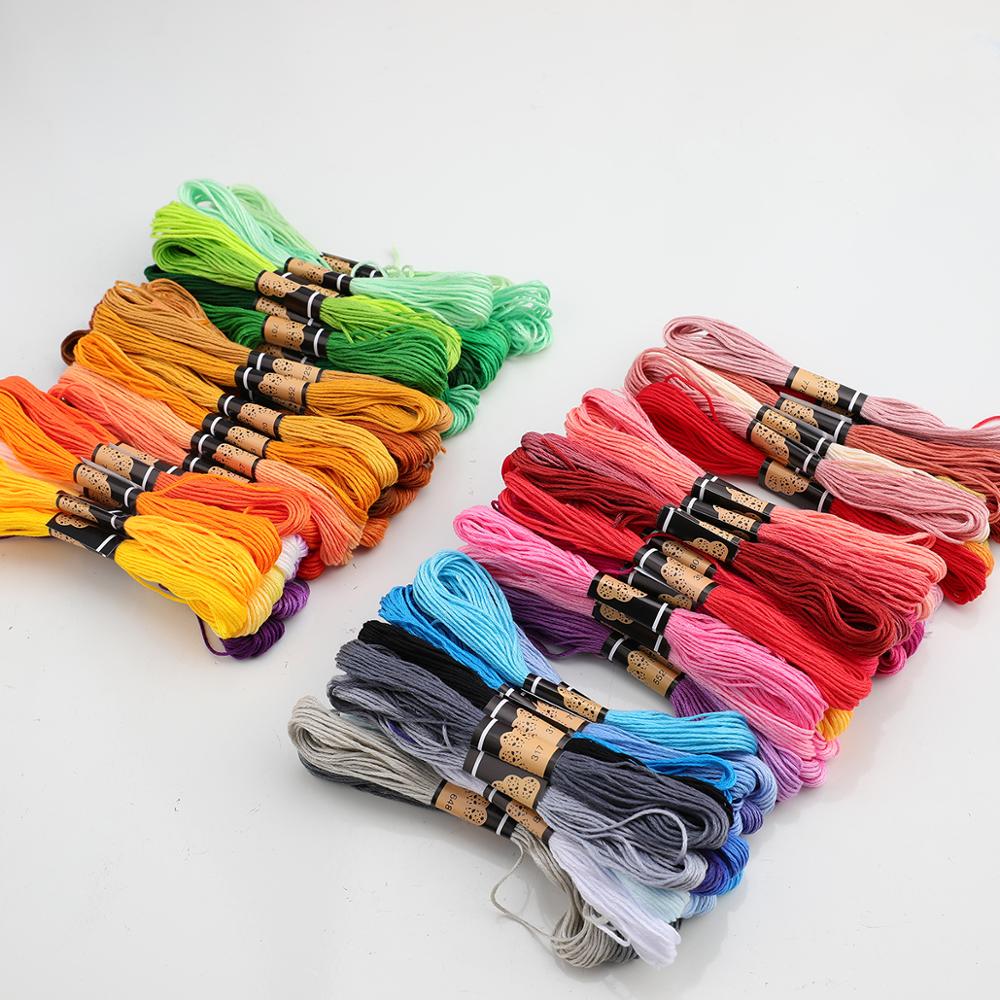 Hilo de bordar de algodón para punto de cruz, Kit de madejas para bordado, herramienta de costura DIY, 100 Uds.