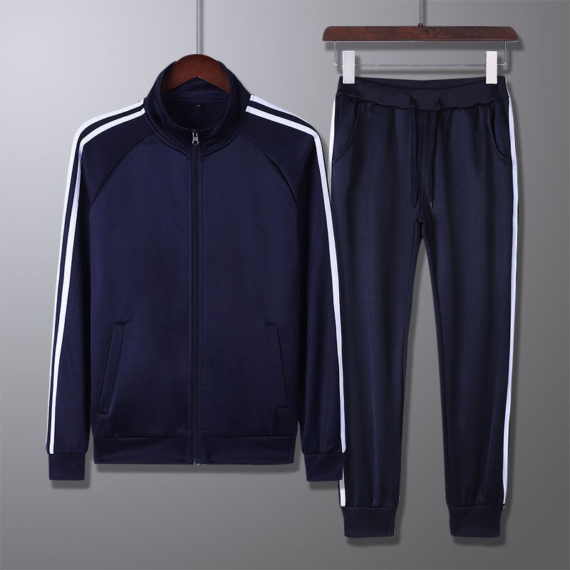 Ensemble de Sport en Polyester pour hommes, tricot, coupe Slim, coupe-vent, gymnastique, Jogging, , tenue de Sport pour étudiants