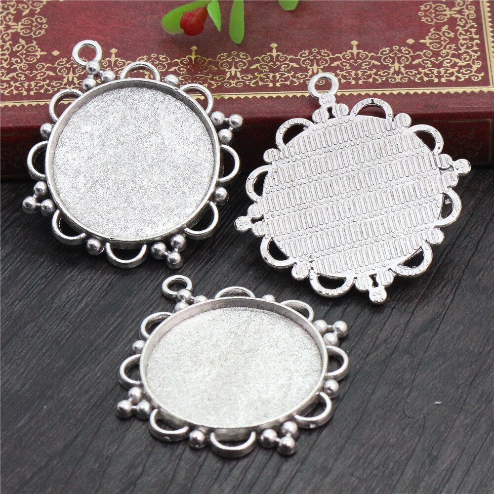 5 pçs 30mm tamanho interno antigo bronze e prata chapeado clássico estilo cabochão base de ajuste encantos pingente: Antique Silver