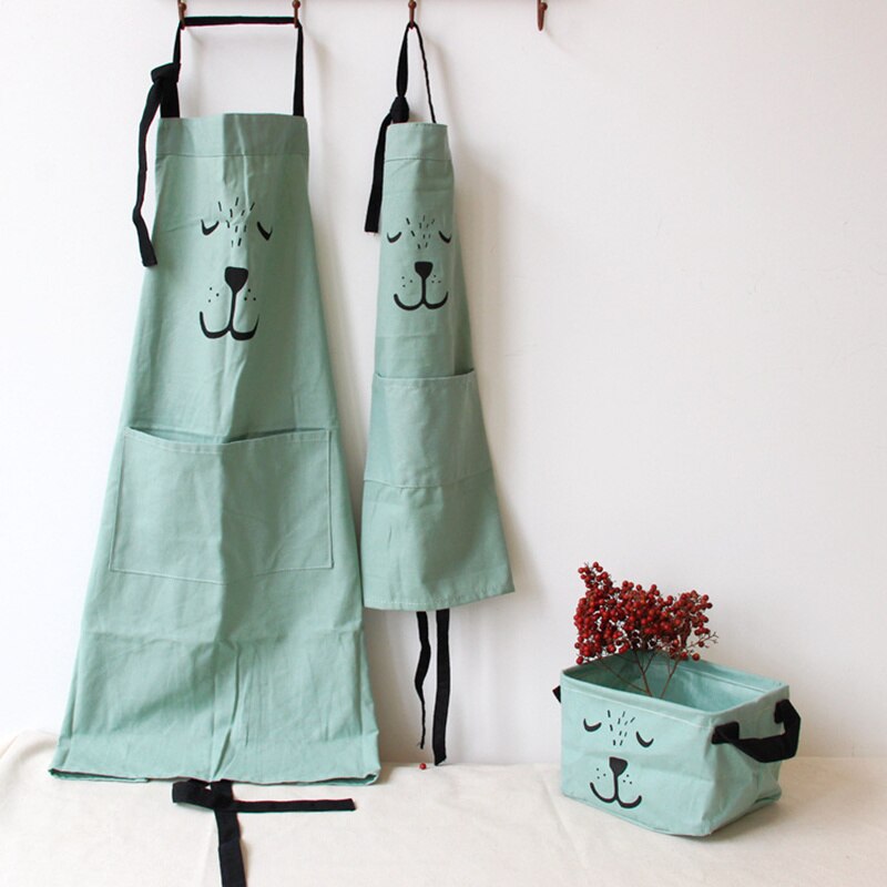 Simple Pattern Sleeveless Kitchen Cooking Apron Cotton Linen Anti-oil Kitchen Cooking Accessory Parent & Child Waterproof Apron